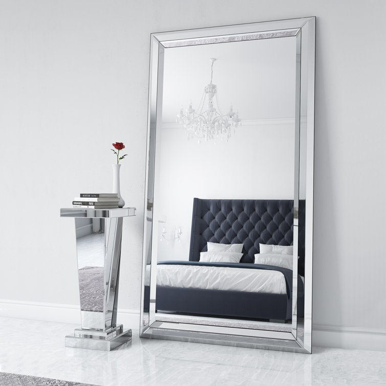 Oversized Rectangular Wood Framed Vertical Mirror