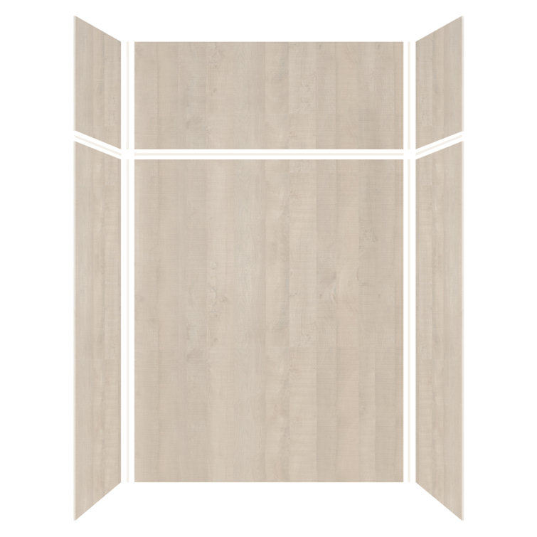 Bleached Oak 60'' x 36'' x 96'' Composite Solid Surface Shower Wall Kit