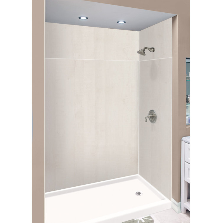 Bleached Oak 60'' x 36'' x 96'' Composite Solid Surface Shower Wall Kit