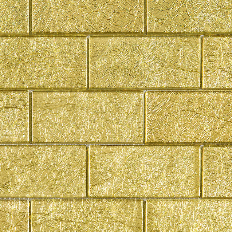 Gold Glass Brick Joint Mosaic Wall Tile Sheet
