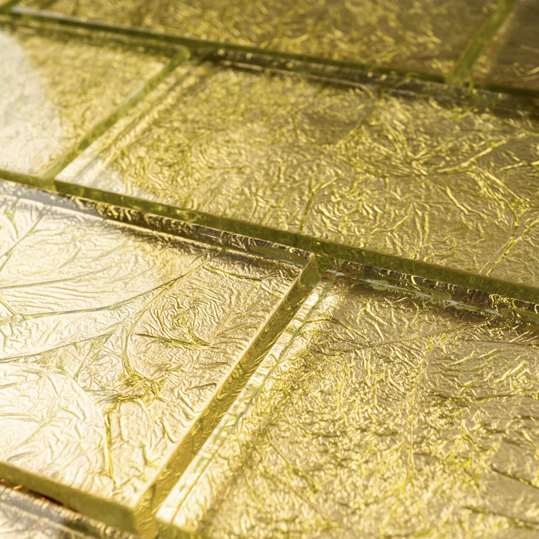 Gold Glass Brick Joint Mosaic Wall Tile Sheet