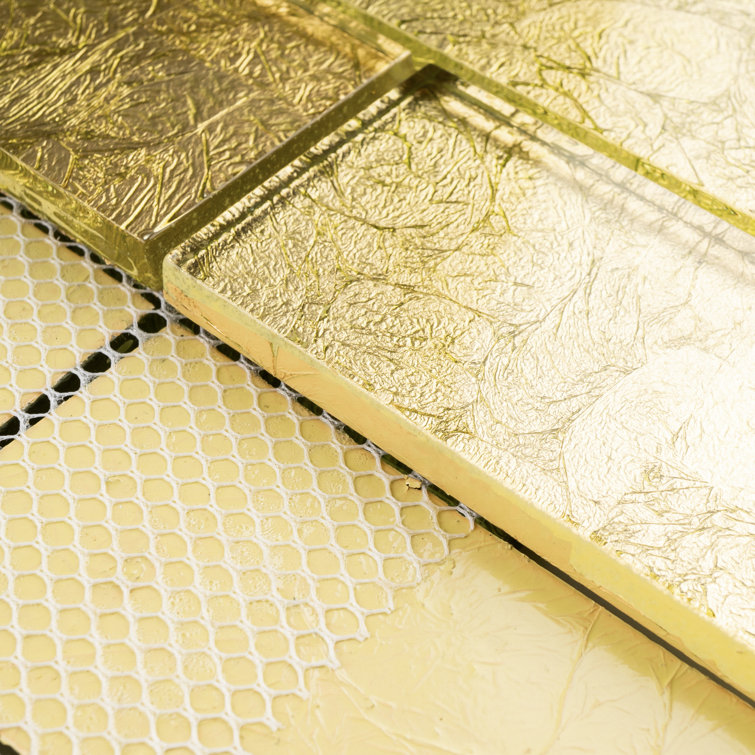 Gold Glass Brick Joint Mosaic Wall Tile Sheet