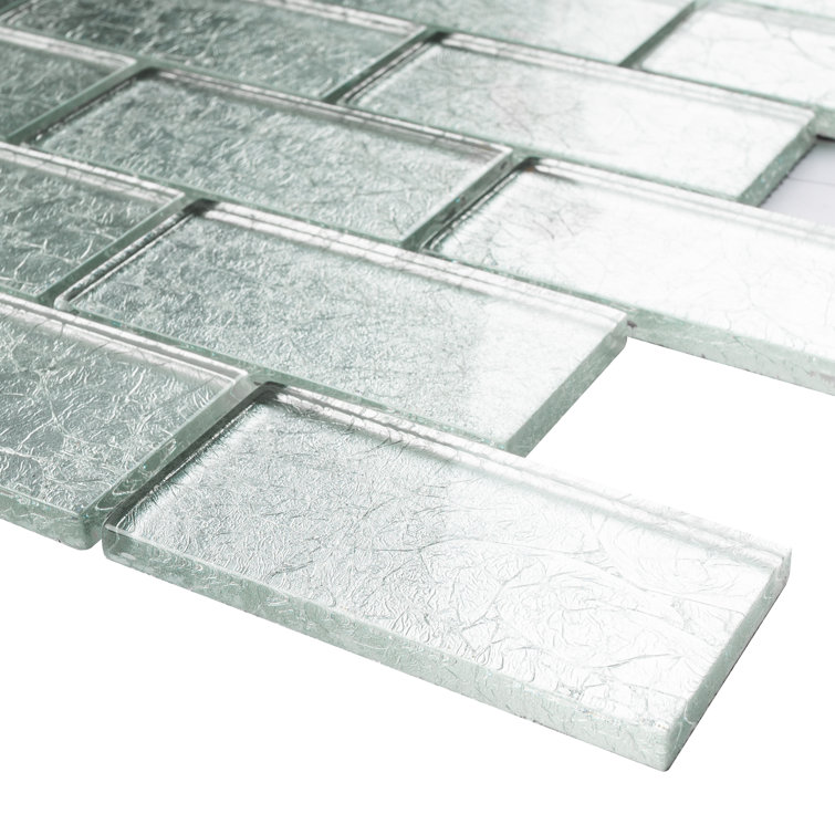 Gray Glass Brick Joint Mosaic Wall Tile Sheet