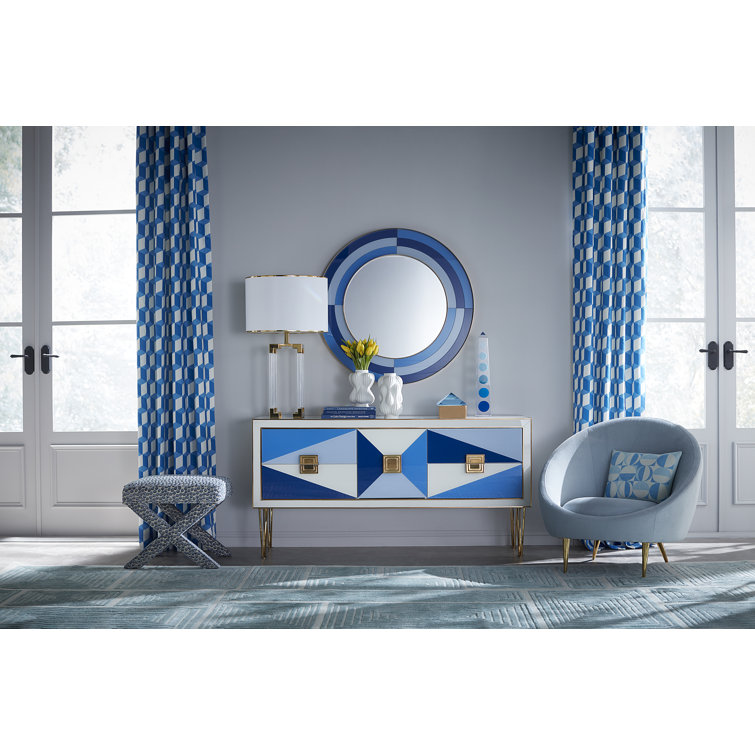 Harlequin 25'' Round Blue Metal and Glass Mirror
