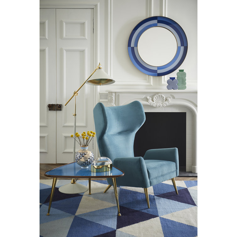 Harlequin 25'' Round Blue Metal and Glass Mirror