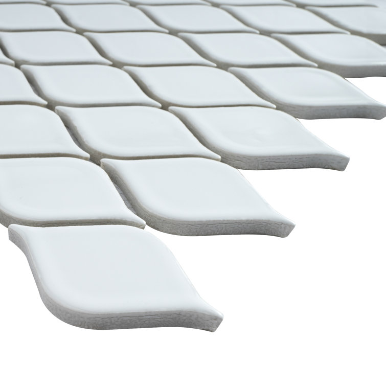 Handmade White Porcelain Mosaic Wall Tile Sheet