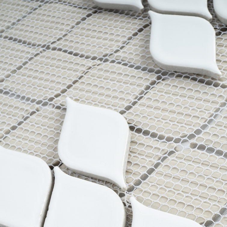 Handmade White Porcelain Mosaic Wall Tile Sheet