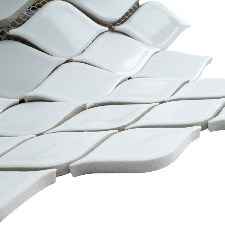 Handmade White Porcelain Mosaic Wall Tile Sheet