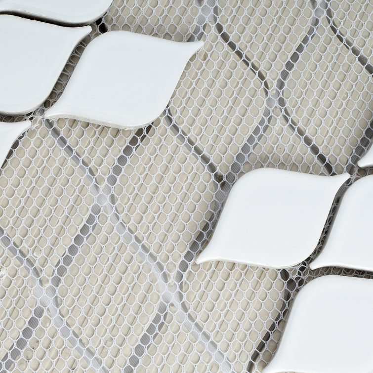 Handmade White Porcelain Mosaic Wall Tile Sheet