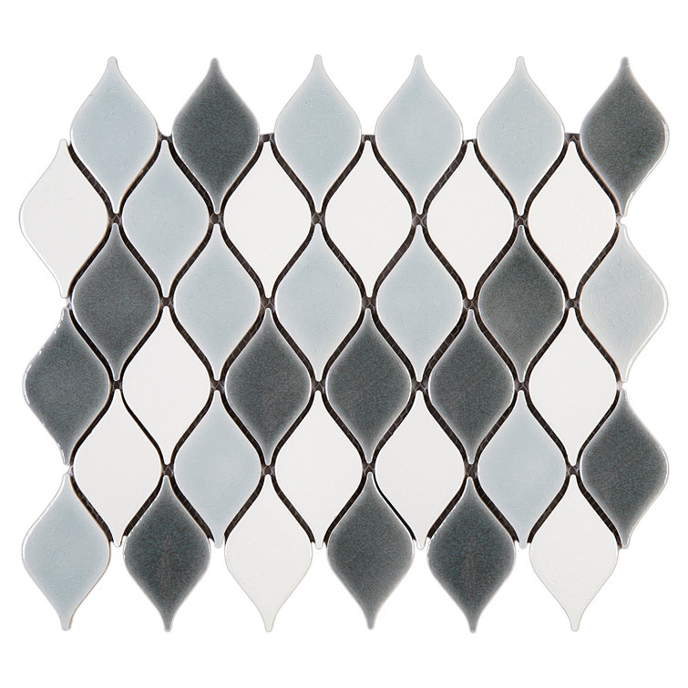Handmade Gray and White Porcelain Mosaic Wall Tile