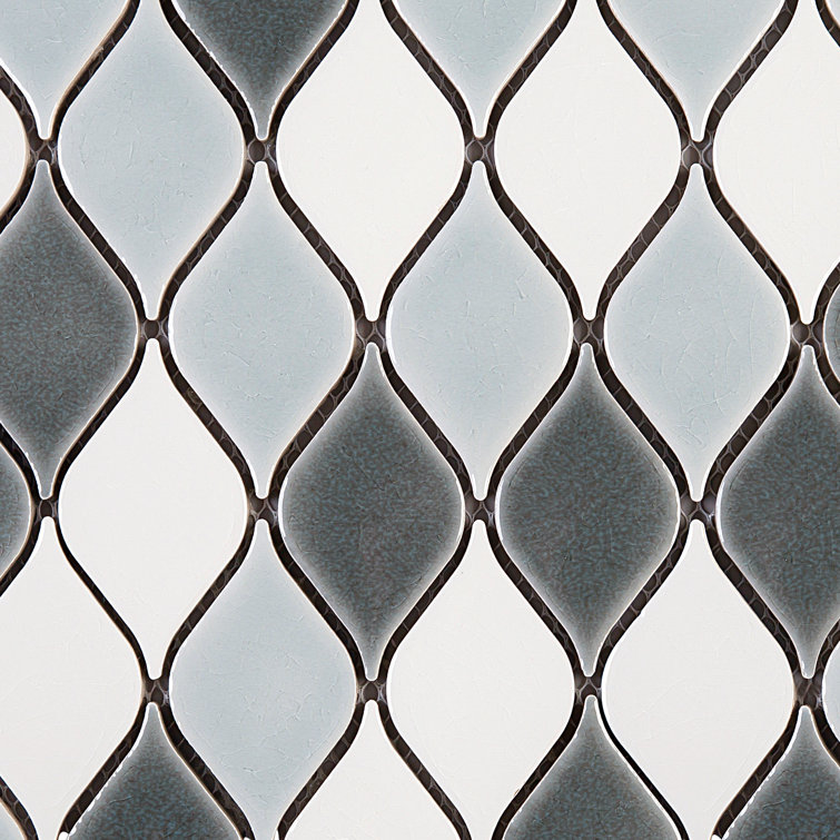 Handmade Gray and White Porcelain Mosaic Wall Tile