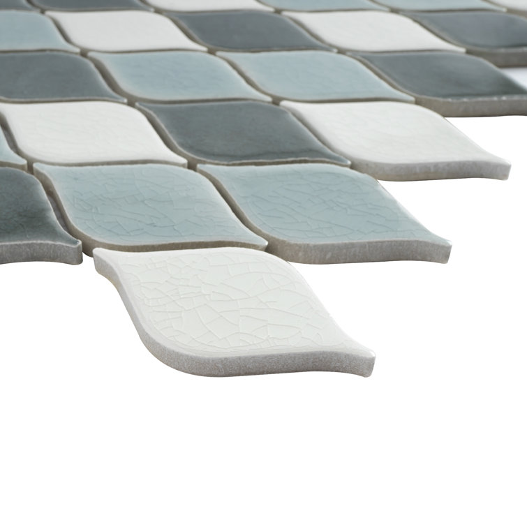 Handmade Gray and White Porcelain Mosaic Wall Tile