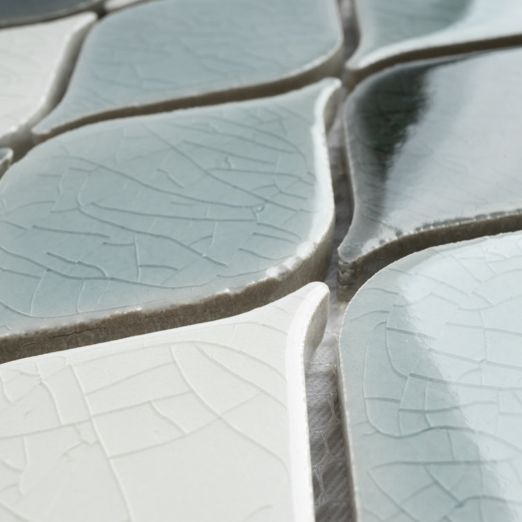 Handmade Gray and White Porcelain Mosaic Wall Tile