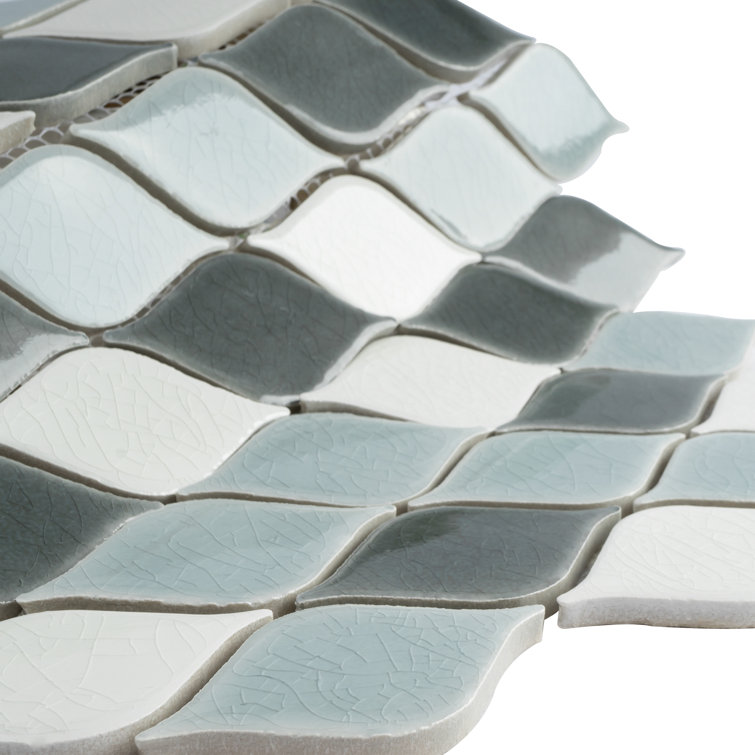 Handmade Gray and White Porcelain Mosaic Wall Tile