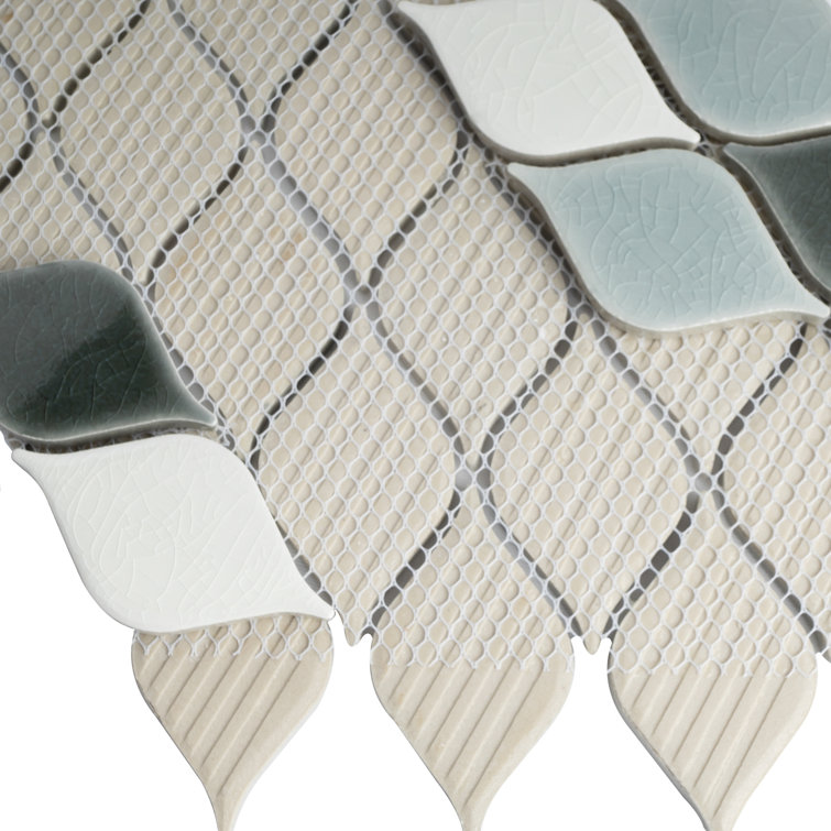 Handmade Gray and White Porcelain Mosaic Wall Tile