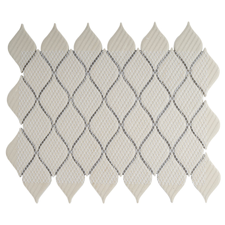 Handmade Gray and White Porcelain Mosaic Wall Tile