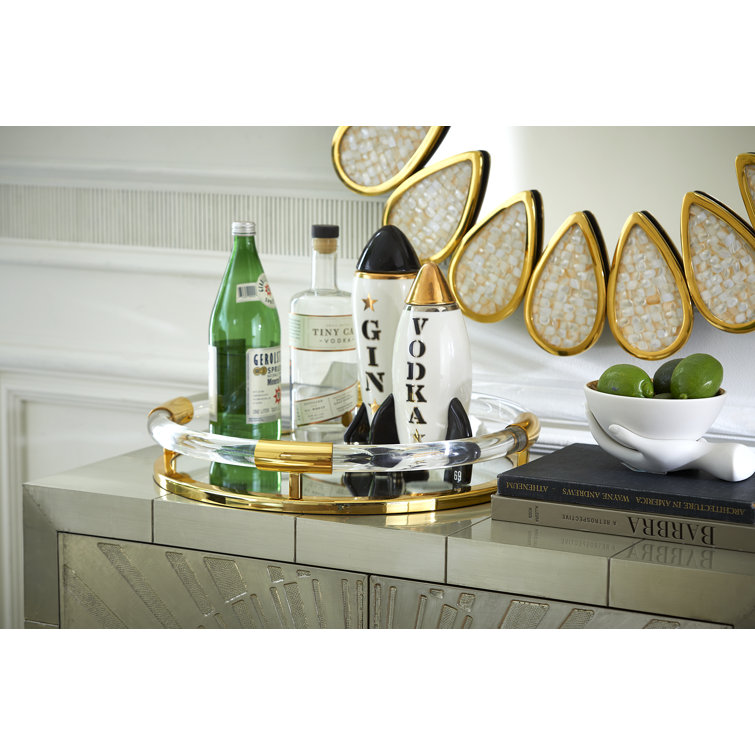 Gold and Clear Round Brass Vanity Tray
