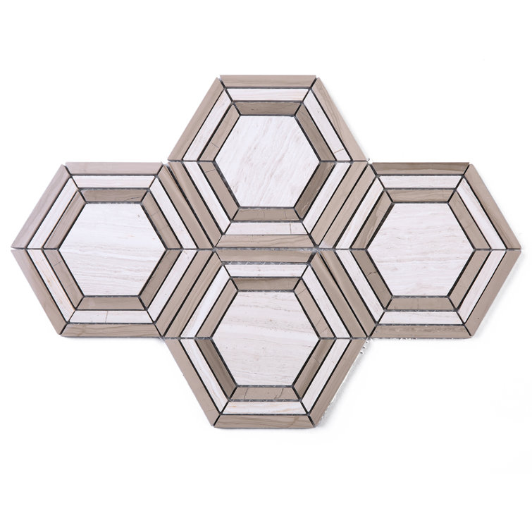 Beige Honeycomb Marble Mosaic Wall Tile Sheet