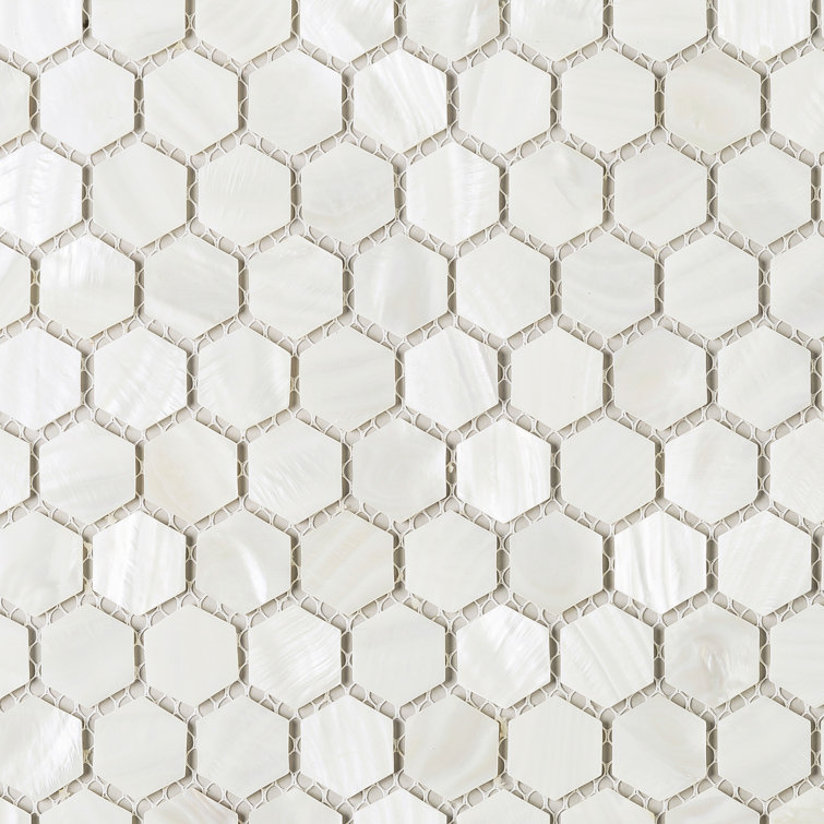 White Mother of Pearl Hexagon Mosaic Wall Tile Sheet