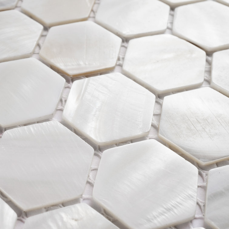 White Mother of Pearl Hexagon Mosaic Wall Tile Sheet