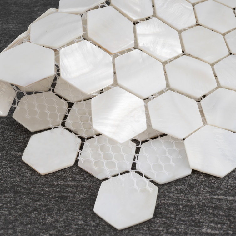 White Mother of Pearl Hexagon Mosaic Wall Tile Sheet