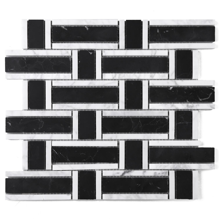 Nero Marquina Black and White Marble Mosaic Wall Tile