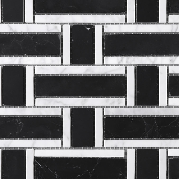 Nero Marquina Black and White Marble Mosaic Wall Tile
