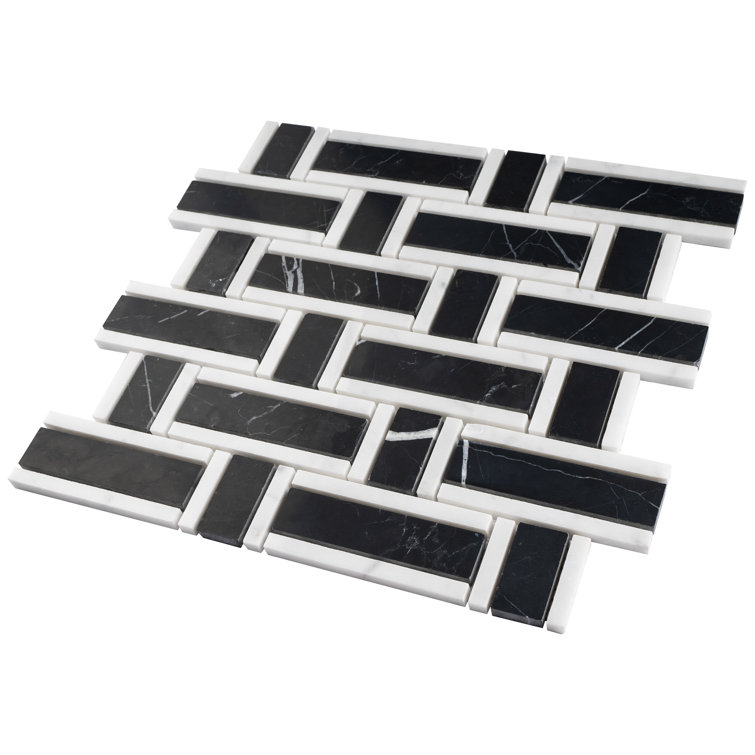 Nero Marquina Black and White Marble Mosaic Wall Tile