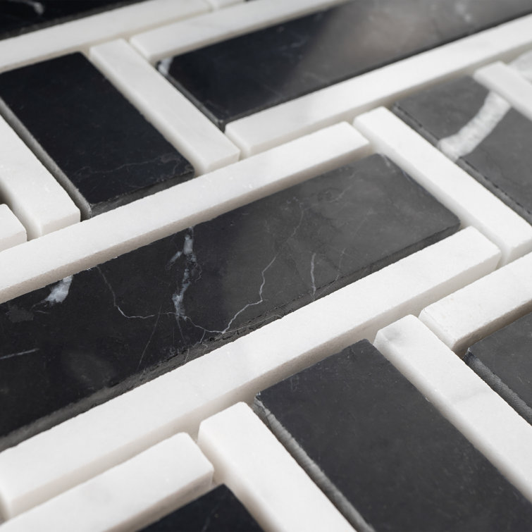 Nero Marquina Black and White Marble Mosaic Wall Tile