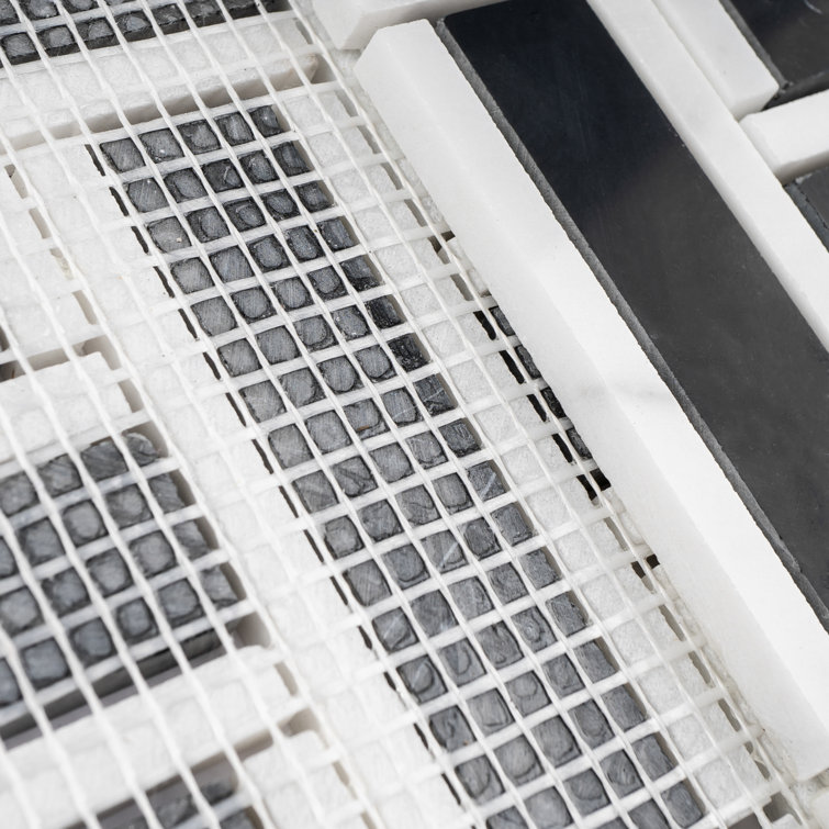 Nero Marquina Black and White Marble Mosaic Wall Tile