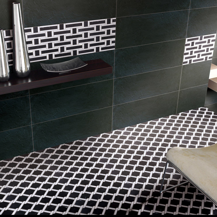 Nero Marquina Black and White Marble Mosaic Wall Tile