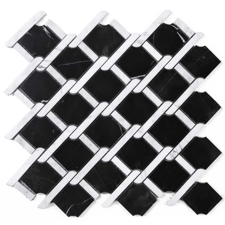 Nero Marquina Marble Random Mosaic Wall Tile