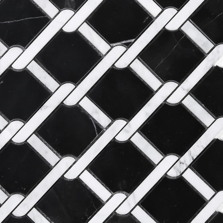 Nero Marquina Marble Random Mosaic Wall Tile