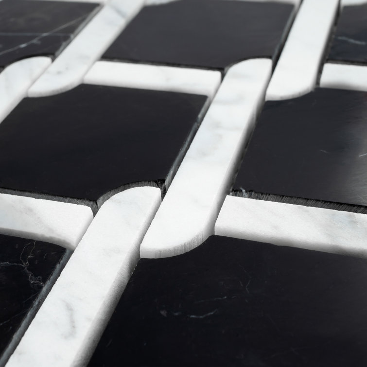 Nero Marquina Marble Random Mosaic Wall Tile