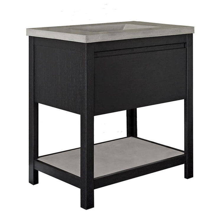Midnight Oak 30.5" Freestanding Single Vanity with Ash Concrete Top
