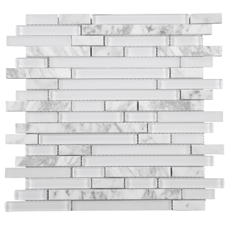 White Glass Linear Mosaic Tile Sheet for Walls