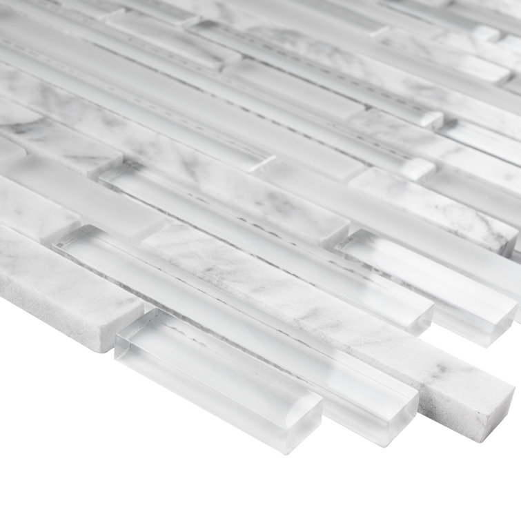 White Glass Linear Mosaic Tile Sheet for Walls