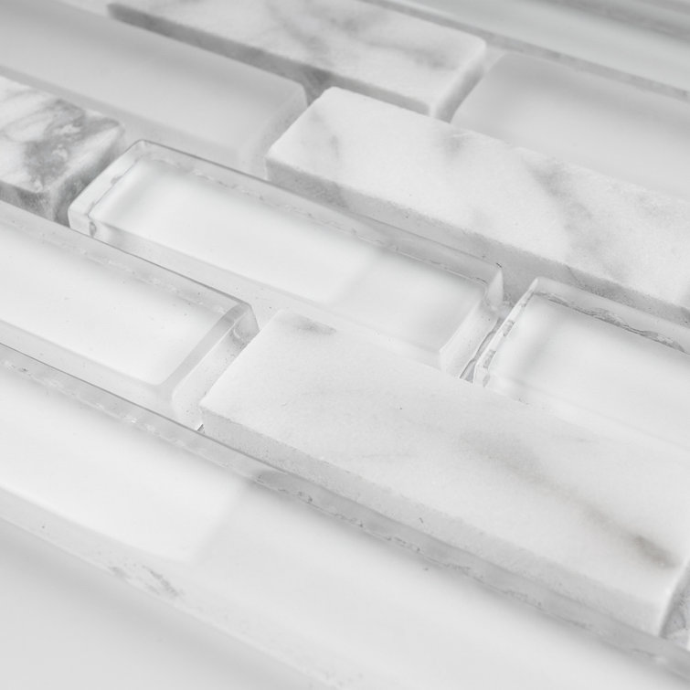 White Glass Linear Mosaic Tile Sheet for Walls