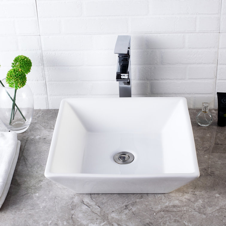 16'' Square White Ceramic Vessel Sink