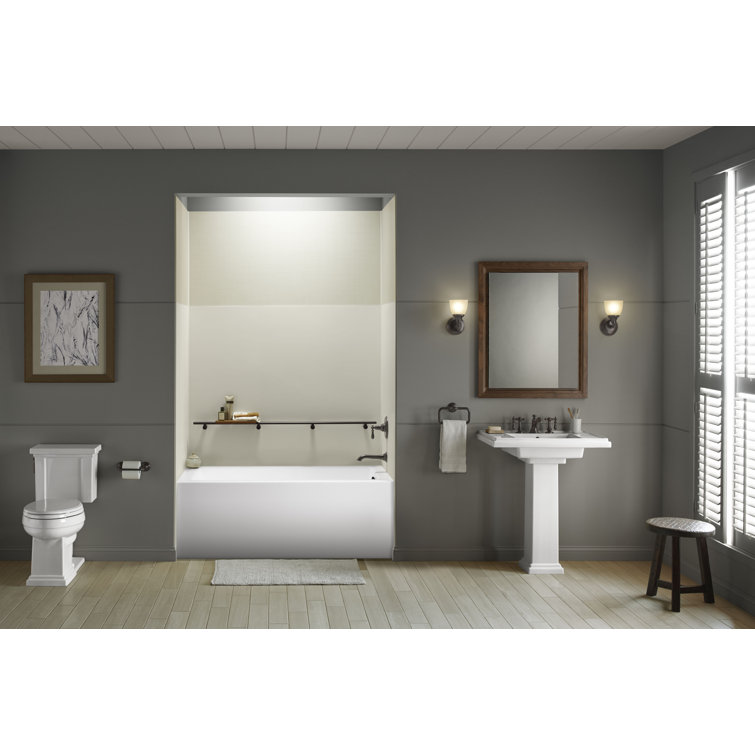 White Acrylic 60" Alcove Bath with Right-Hand Drain