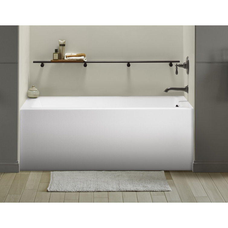 White Acrylic 60" Alcove Bath with Right-Hand Drain