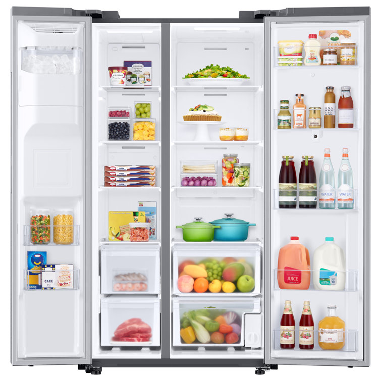Stainless Steel Smart Side-by-Side Refrigerator with Media Center