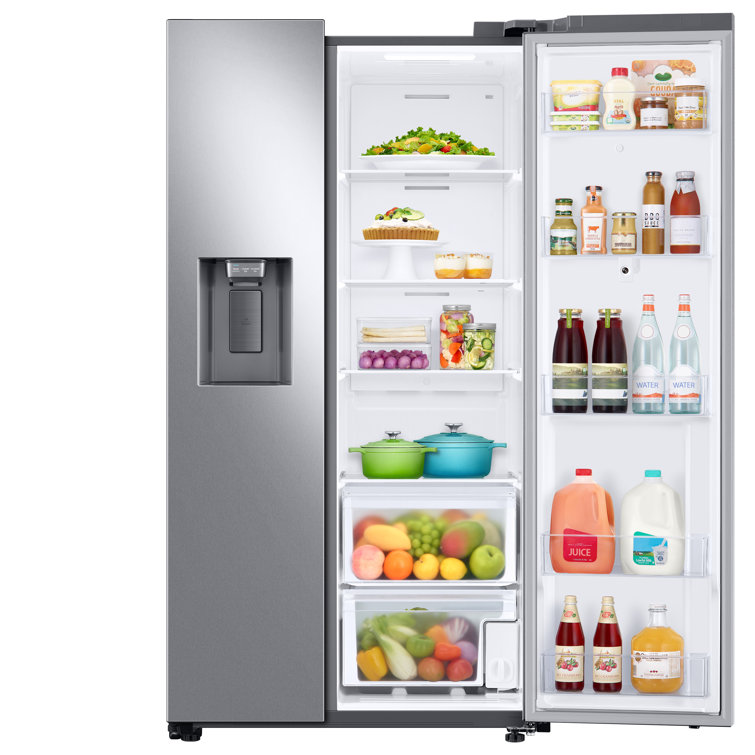 Stainless Steel Smart Side-by-Side Refrigerator with Media Center