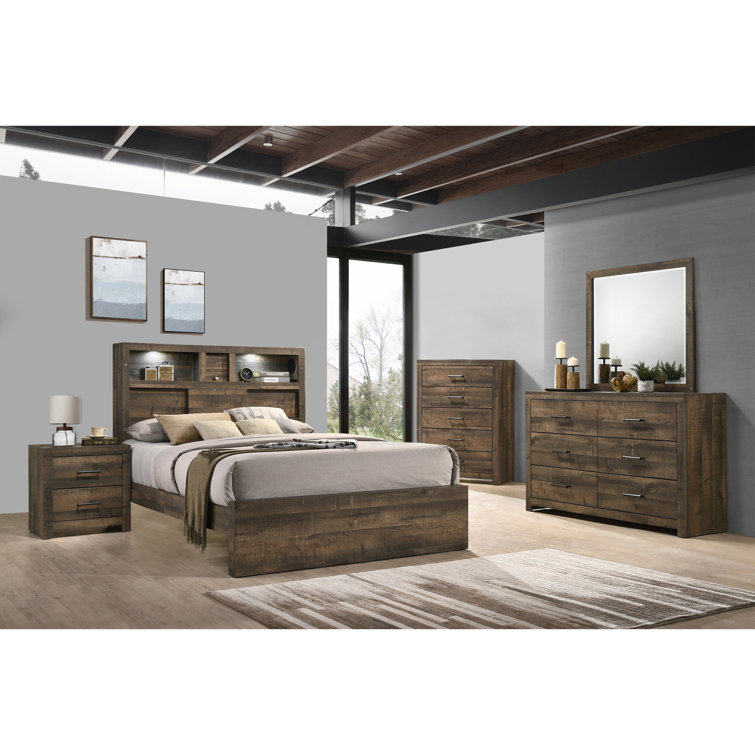 Beckett Transitional Queen Panel Bedroom Set with Bluetooth and Mood Lighting