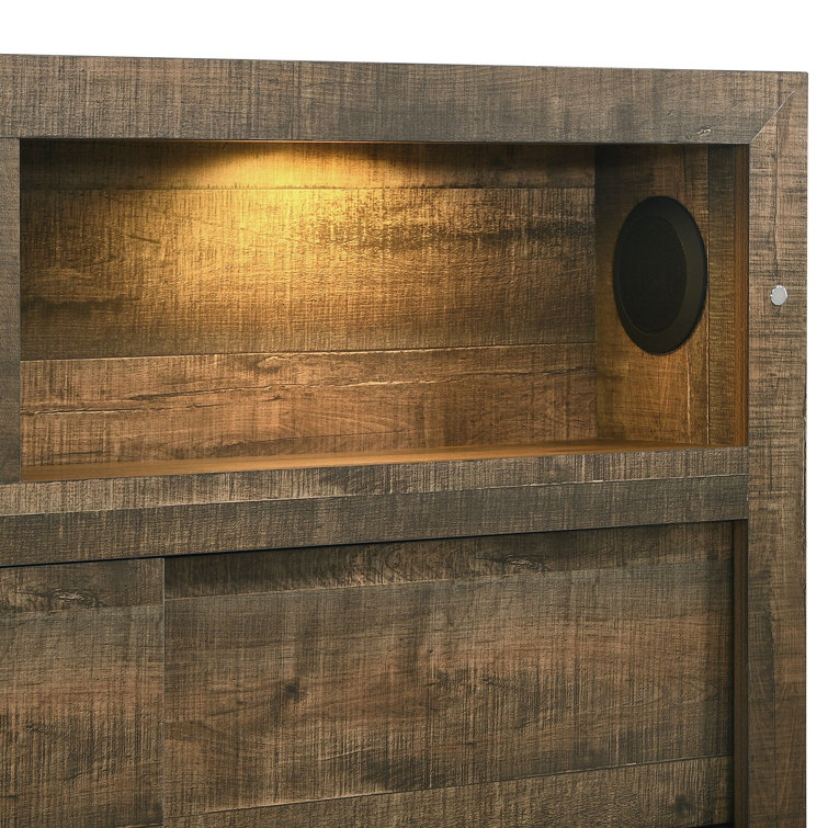 Beckett Transitional Queen Panel Bedroom Set with Bluetooth and Mood Lighting