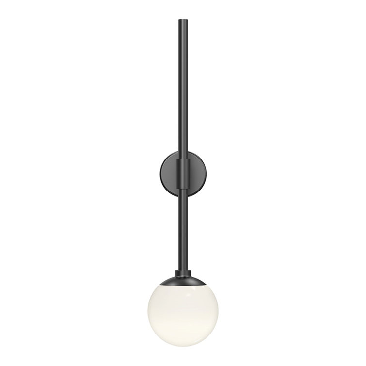 Satin Black Dimmable LED Wall Sconce with Etched Globe