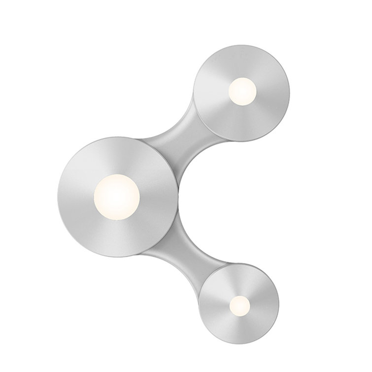 Sculptural Silver Aluminum LED Flush Mount for Indoor/Outdoor