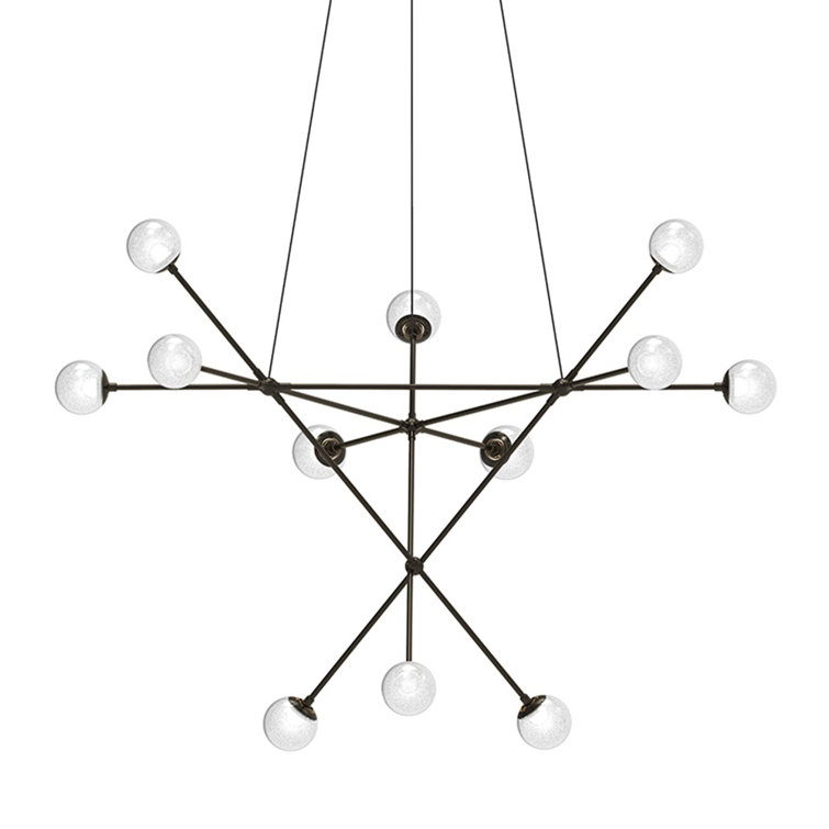 Proton 12-Light LED Sputnik Globe Chandelier in Polished Black Nickel
