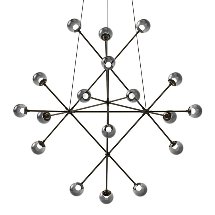 Proton Polished Black Nickel LED Sphere Chandelier
