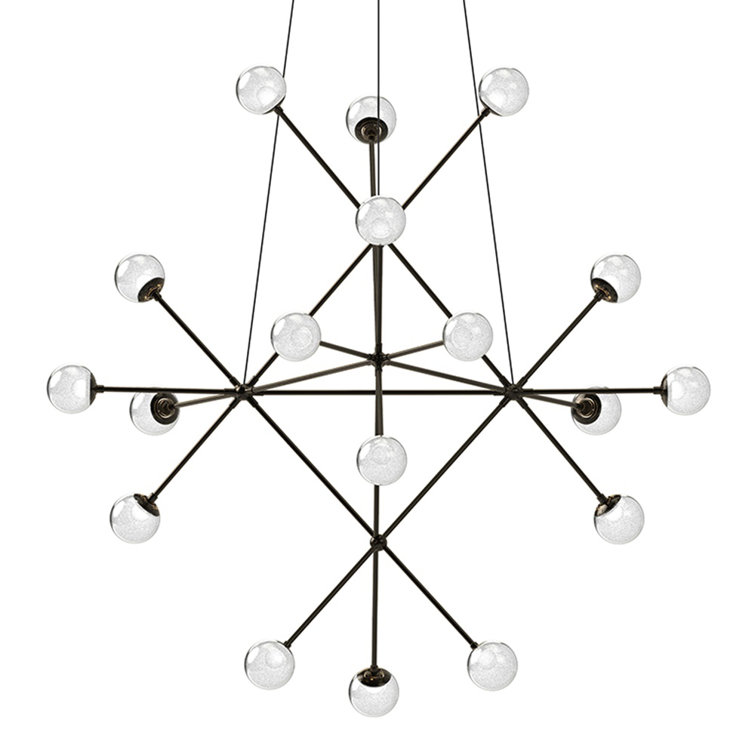 Proton Polished Black Nickel 18-Light LED Globe Chandelier